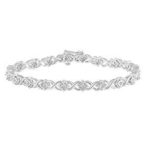 1/2 CT TW DIAMOND TENNIS BRACELET 7" XO SQUARE IN STERLING SILVER